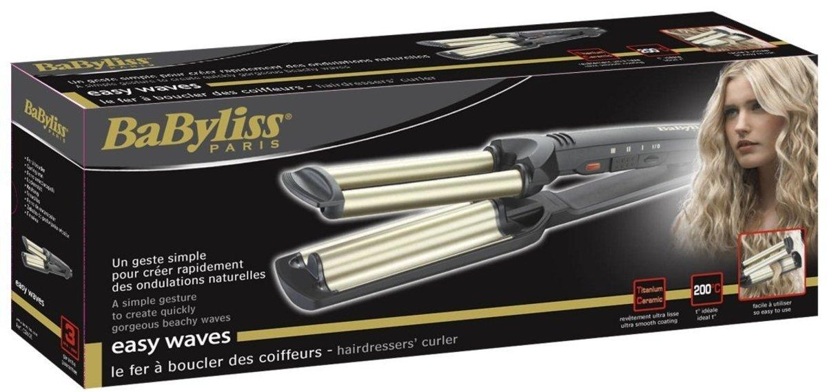 Moldeador - Babyliss C 260 E EASY WAVE Revestimiento de Cerámica, 3 Niveles de temperatura, Cable