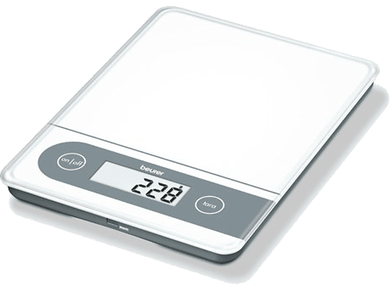 Balanza de cocina - Beurer KS 59 XXL, Hasta 20 Kg, Precisión 1 gramo, Pantalla LCD, Blanco