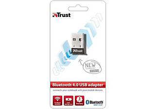 Adaptador Bluetooth - Trust 18187, Bluetooth 4.0, Velocidad de transferencia 3 Mbps, Alcance 15 m, Negro