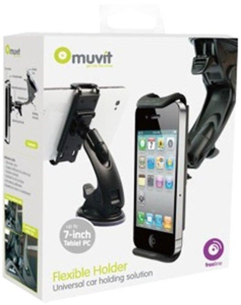 Soporte de coche para móvil - Muvit, universal, hasta 7", negra