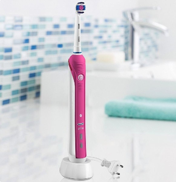 Cepillo eléctrico - Oral-B PRO 4000W, rosa, Bluetooth, recargable, 3 modos, control de presión