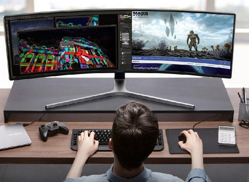 Monitor gaming - Samsung CHG90 49" QLED, curvo, HDR, 1800R