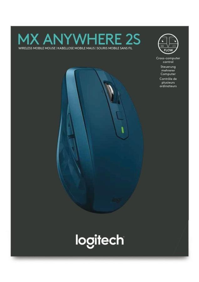 Ratón inalámbrico - Logitech MX Anywhere 2S, 4000 DPI, mano derecha, 7 botones, azul verdoso