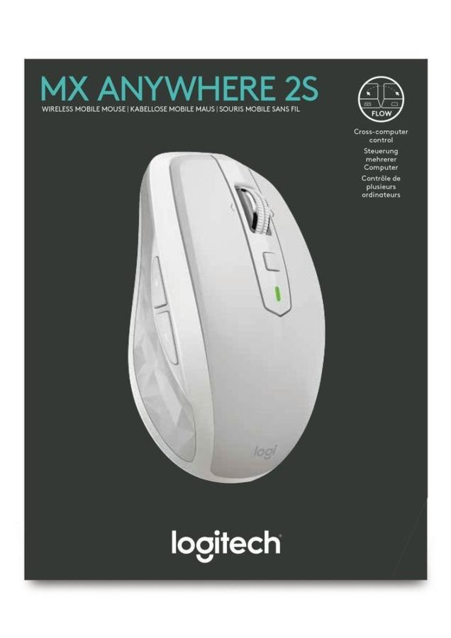 Ratón inalámbrico - Logitech MX Anywhere 2S, 4000 DPI, mano derecha, 7 botones, gris claro