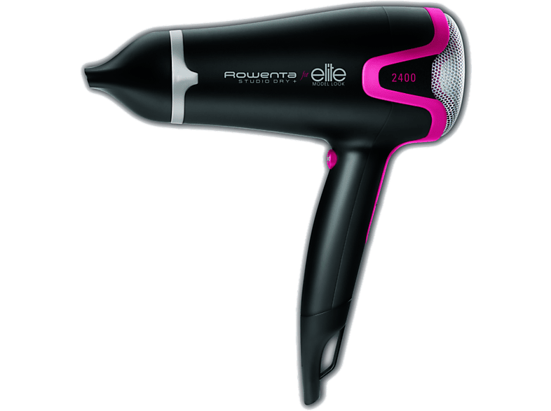 Secador  Rowenta Studio Dry CV5803F0, 2100 W, Motor DC, 2 velocidades, 3  temperaturas, Función Thermo Control, Negro y fucsia