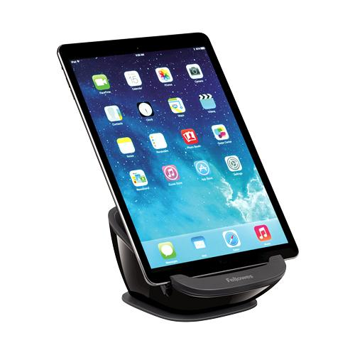 Soporte para tablet - Fellowes i-Spire Series, Efecto ventosa, Negro