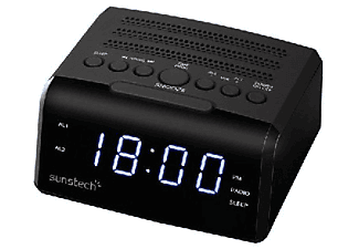 Radio despertador - Sunstech FRD35U, AM/FM, Alarma dual, USB de carga, Negro