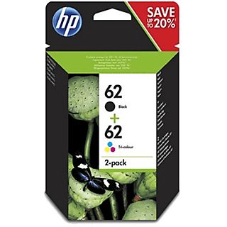 Cartucho de tinta - HP 62, 2 Pack Negro/Tri-color, N9J71AE