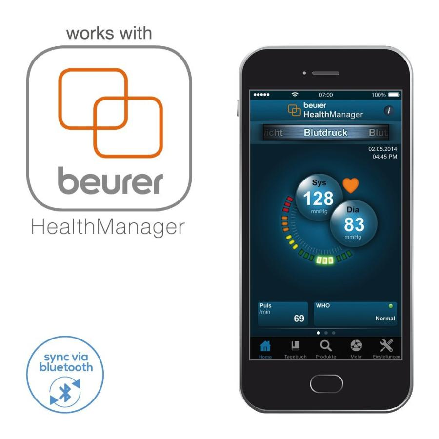 Tensiómetro - Beurer BM 57, Para brazo, LCD, Bluetooth