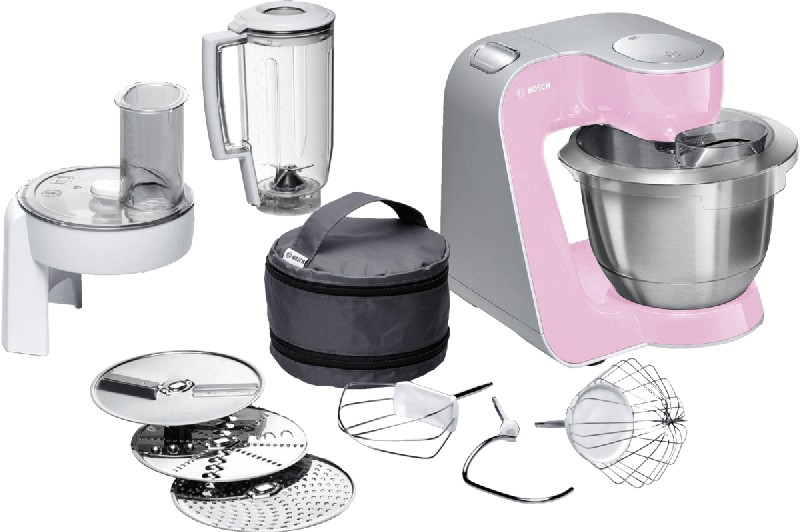 Robot de cocina - Bosch MUM58K20, 1000W de potencia, múltiples accesorios, Rosa