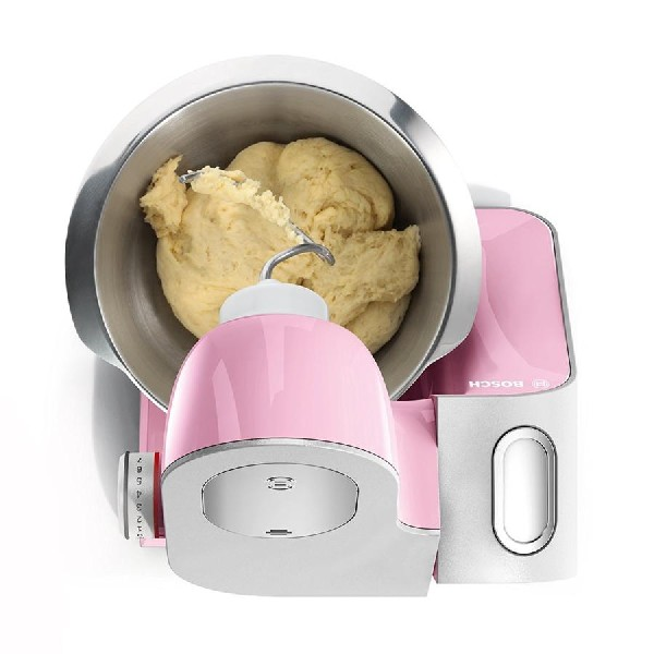 Robot de cocina - Bosch MUM58K20, 1000W de potencia, múltiples accesorios, Rosa