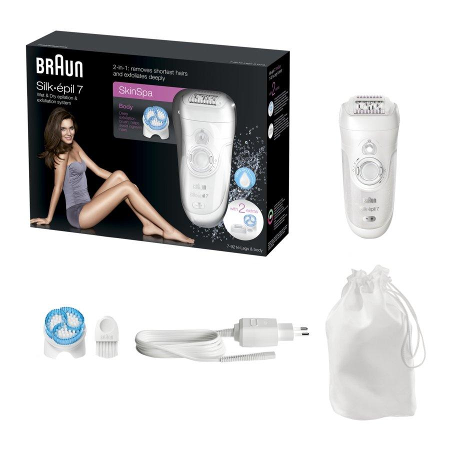 Depiladora - Braun Silk-épil 7 SkinSpa 7-921e, 2 en 1, Wet & Dry, Close-Grip