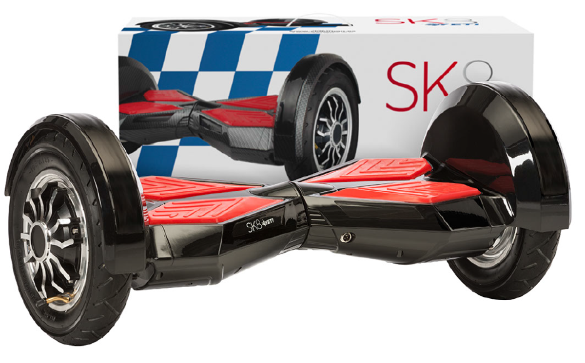 Hoverboard - SK8 YETI, Velocidad 12km, Peso máximo 100kg, Negro