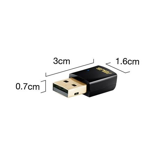 Adaptador Wi-Fi USB - ASUS USB-AC51, USB2, Dual Band AC600, Negro