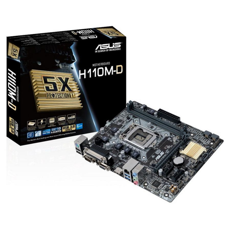 Placa Base - ASUS H110M-D, 5X Protection II, DDR4, BIOS UEFI, HDMI, VGA