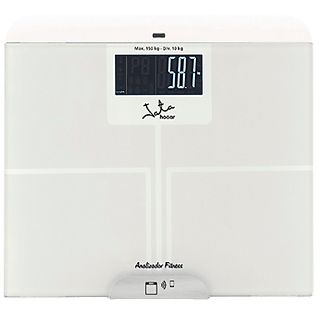 Báscula de baño - Jata 595, Peso máximo 150kg, Bluetooth, Pantalla LCD, Blanco