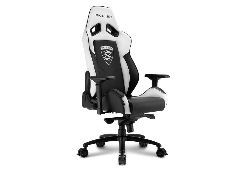 Silla gaming - Sharkoon SKiller SGS3, Asiento acolchado, Blanco y negro