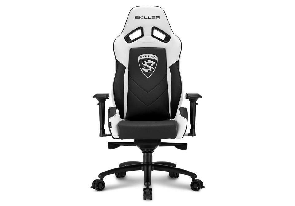 Silla gaming - Sharkoon SKiller SGS3, Asiento acolchado, Blanco y negro