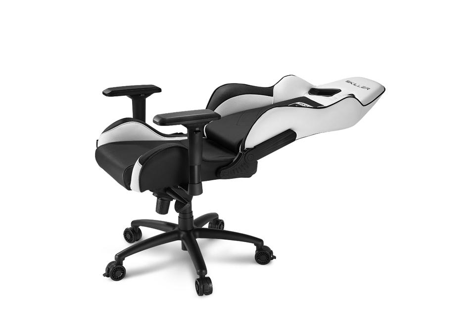 Silla gaming - Sharkoon SKiller SGS3, Asiento acolchado, Blanco y negro