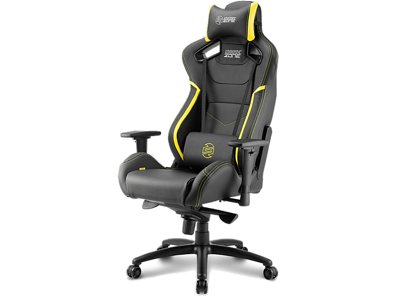 Sharkoon Zone Gs10 silla gaming negroamarillo acolchada ajustable y amarillo – cuero acero hasta 150