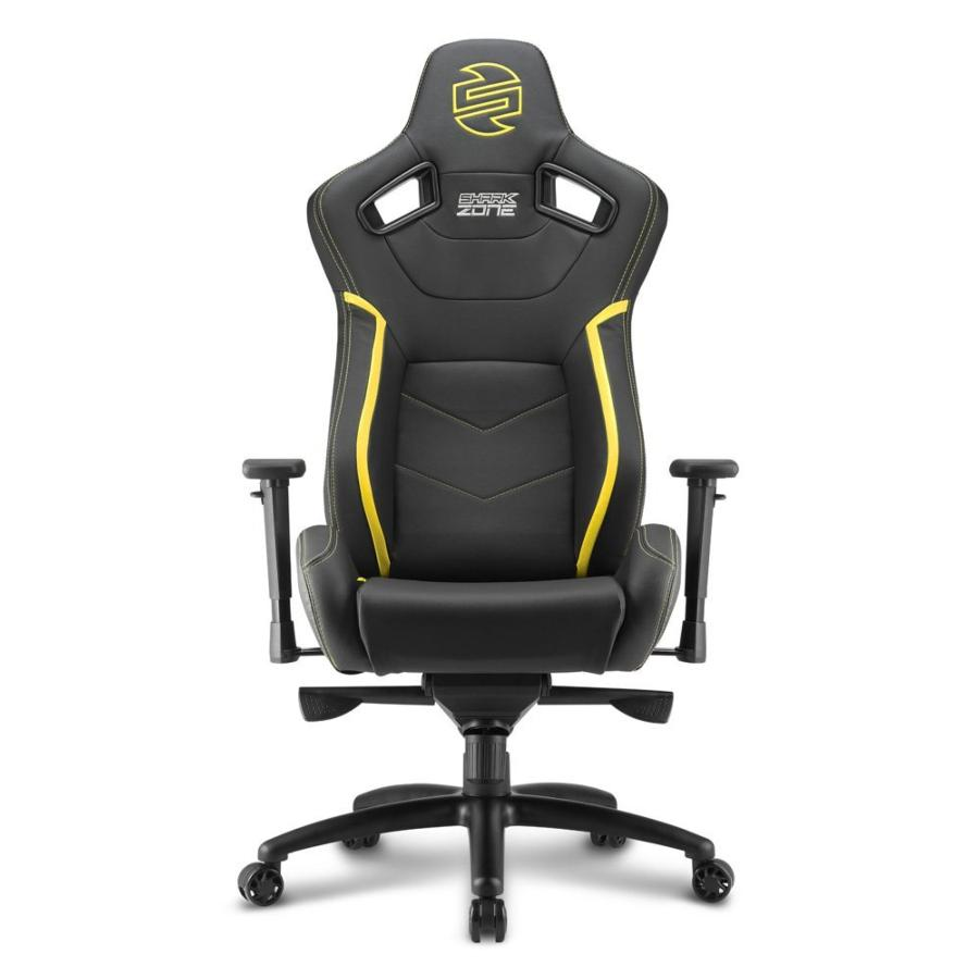 Silla gaming - Sharkoon Shark Zone GS10, Acolchada, Ajustable, Negro y amarillo