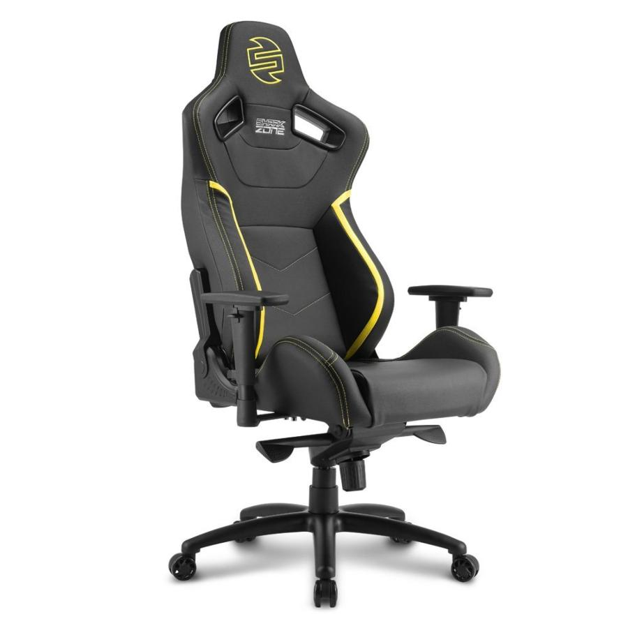 Silla gaming - Sharkoon Shark Zone GS10, Acolchada, Ajustable, Negro y amarillo