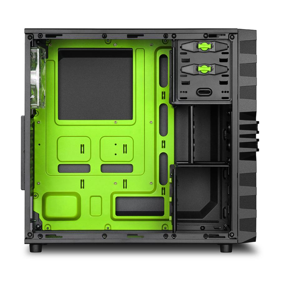 Caja de PC - Sharkoon VG4-W ATX, 2 USB 3.0, 2 USB 2.0, Negro y verde