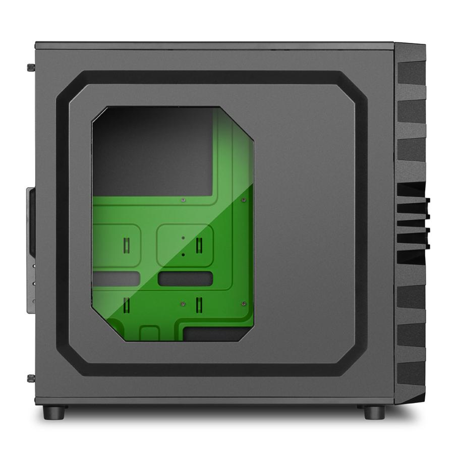 Caja de PC - Sharkoon VG4-W ATX, 2 USB 3.0, 2 USB 2.0, Negro y verde