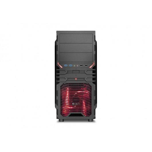 Caja de PC - Sharkoon VG4-W ATX, 2 USB 3.0, 2 USB 2.0, Negro y rojo