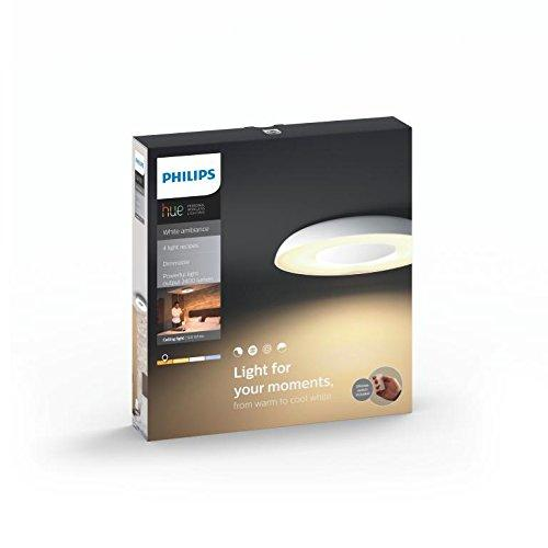 Plafón - Philips Hue Still, Blanco LED inteligente con mando, Luz blanca de cálida a fría, Domótica