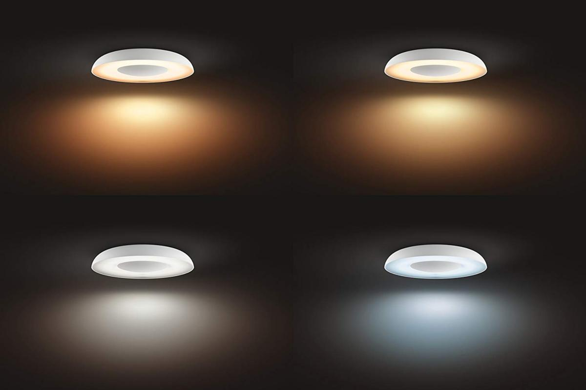 Plafón - Philips Hue Still, Blanco LED inteligente con mando, Luz blanca de cálida a fría, Domótica