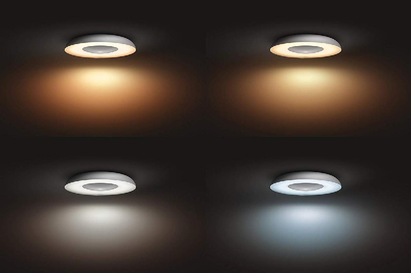 Plafón - Philips Hue Still, Gris LED inteligente con mando, Luz blanca de cálida a fría, Domótica