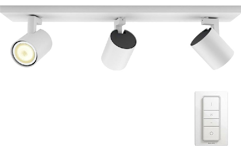 Foco triple LED - Philips Hue White Ambiance Runner, Blanco, Con mando regulador incluido