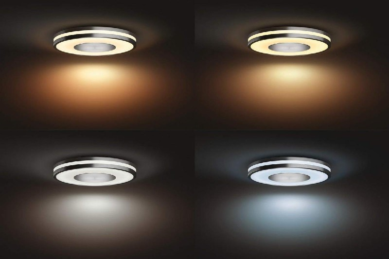 Plafón LED - Philips Hue Being, LED gris inteligente con mando, Luz blanca de cálida a fría, Domótica