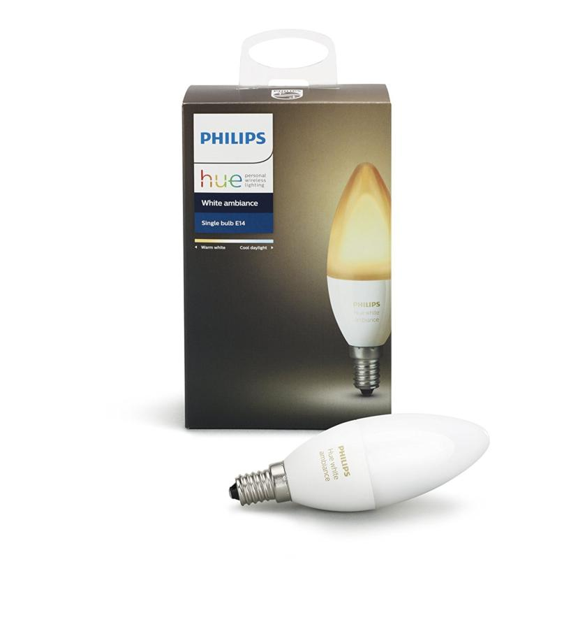 Bombilla De Vela e14 philips hue white and ambiance inteligente led casquillo fino e14. luz blanca. individual 1 x 6 iluminación tonos y regulable compatible con apple 6w 40w 8718696695203philips