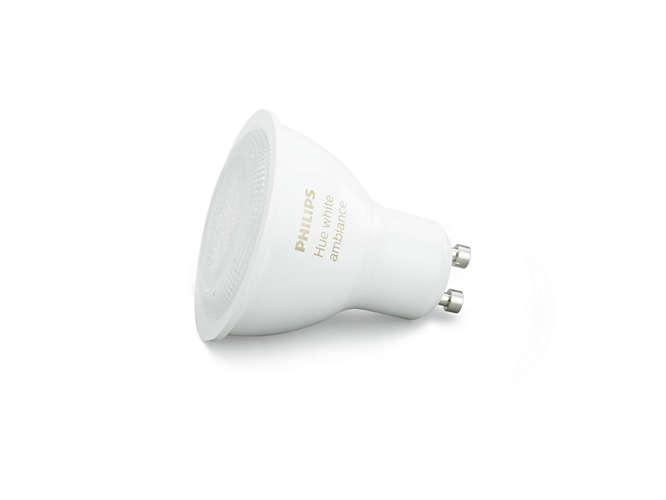 Bombilla inteligente LED - Philips Hue White ambiance de casquillo GU10. Luz blanca, Domótica