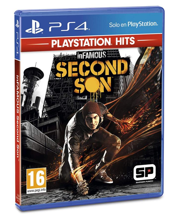Caja del juego Infamous Second Son, con un hombre con gorro en la portada.