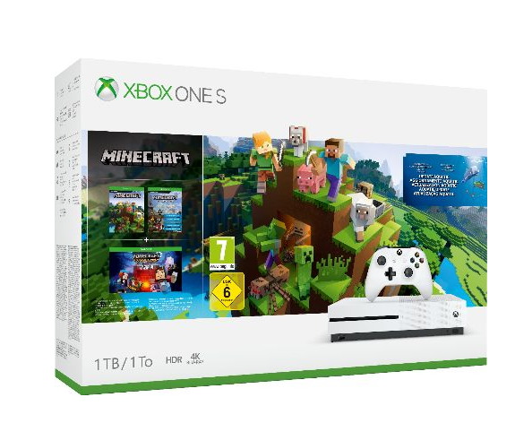 Consola - Xbox One S, 1 TB, Blanca + Minecraft