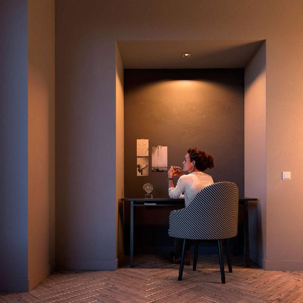 Foco - Philips Hue Milliskin, Empotrabl, LED, Inteligente, Gris, Luz blanca de cálida a fría, Domótica