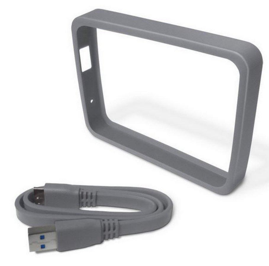 Marco de goma y un cable USB 3.0 - Western Digital Grip Pack para Passport 2tb y 3tb, color gris