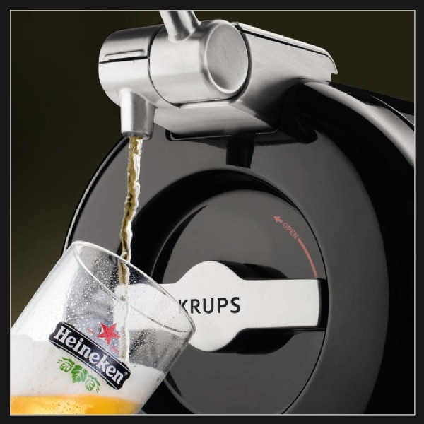 Tirador de cerveza - KRUPS VB 6508 SUB VAINILLA NEGRO, Enfría hasta 2ºC, Potencia 70 W