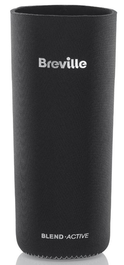 Una botella negra Breville Blend Active con el logo plateado, sobre un fondo blanco.