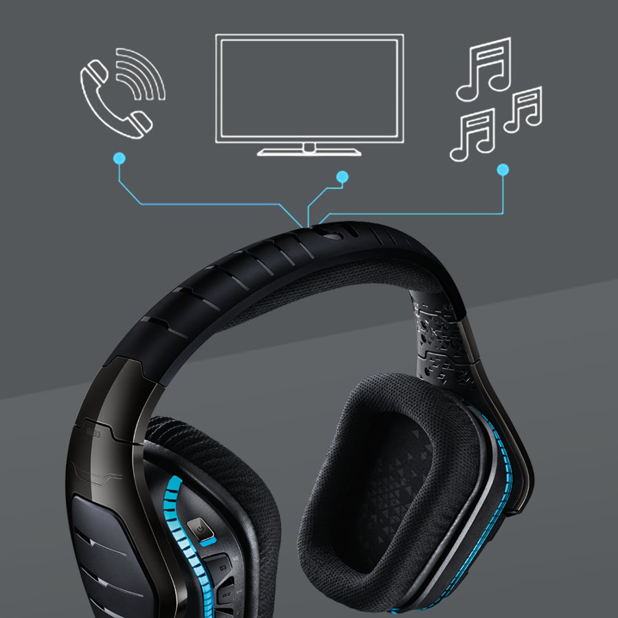 Auriculares gaming - LOGITECH G933 Artemis Spectrum, Wireless, Micrófono, Negro