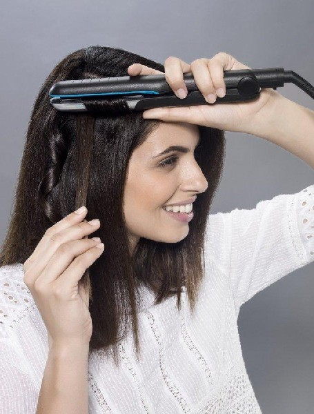 Plancha de pelo - Rowenta Liss Curl SF 6220 EO Temperatura hasta 230º, Revestimiento Nano Ceramic