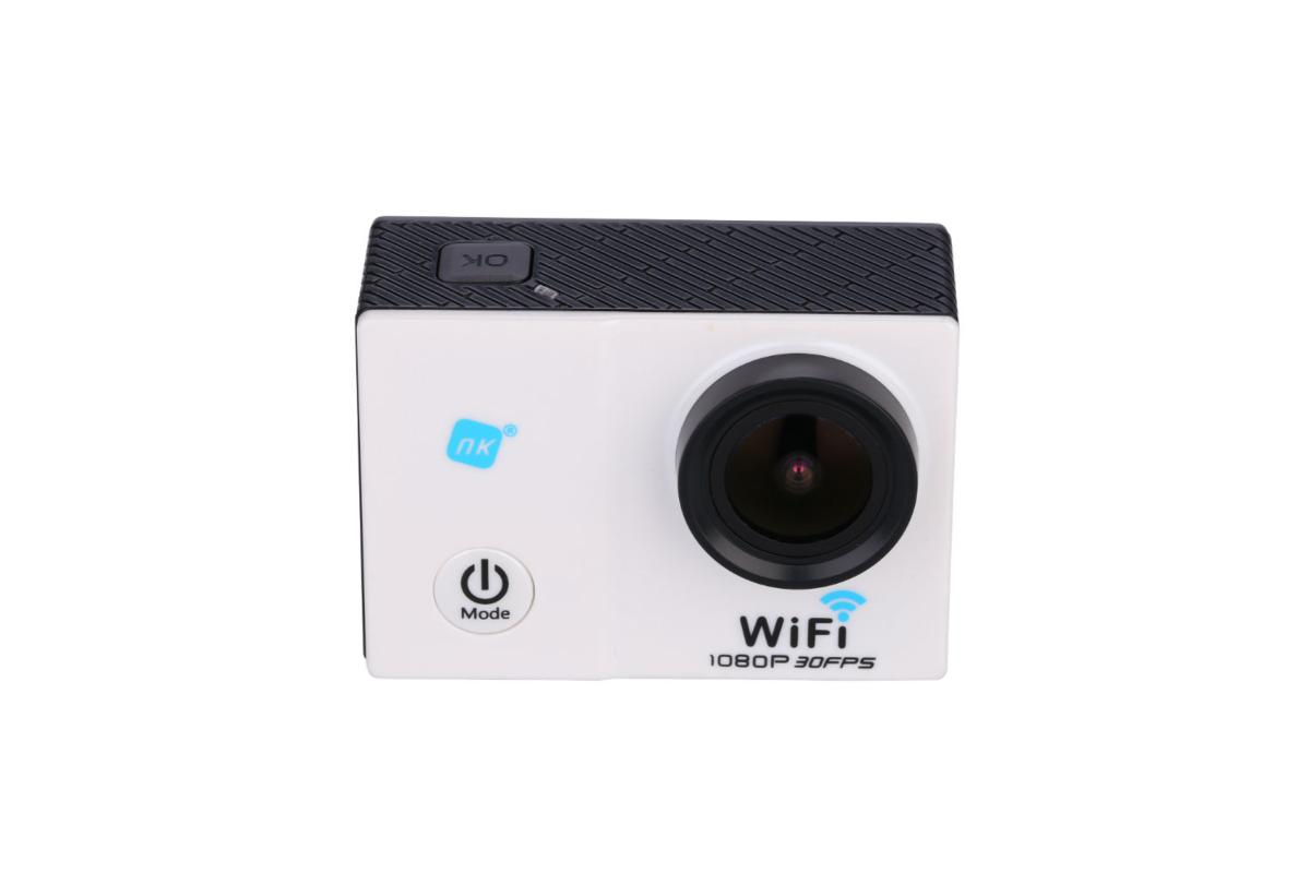 Cámara deportiva - NK AC3056-FDB, Pantalla 2", Zoom 4x, Full HD, Wi-Fi, Carcasa acuática, Blanco