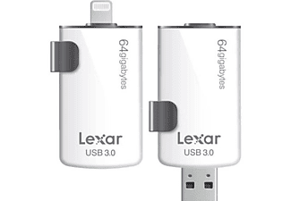 Lexar 64GB, USB 3.0/Lightning 64GB USB 3.0/Lightning Negro, Color blanco unidad flash USB