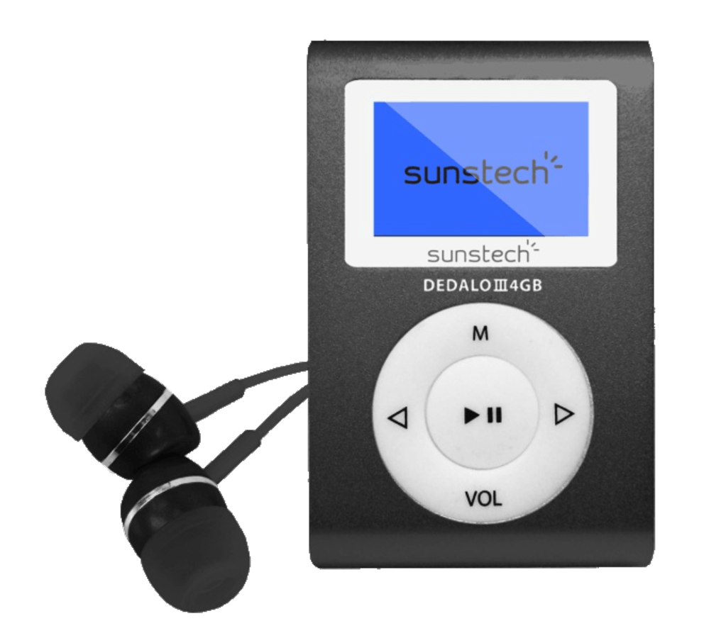 Reproductor MP3 - Sunstech Dedalo III, 4GB, 4h Autonomía, Radio FM, Negro