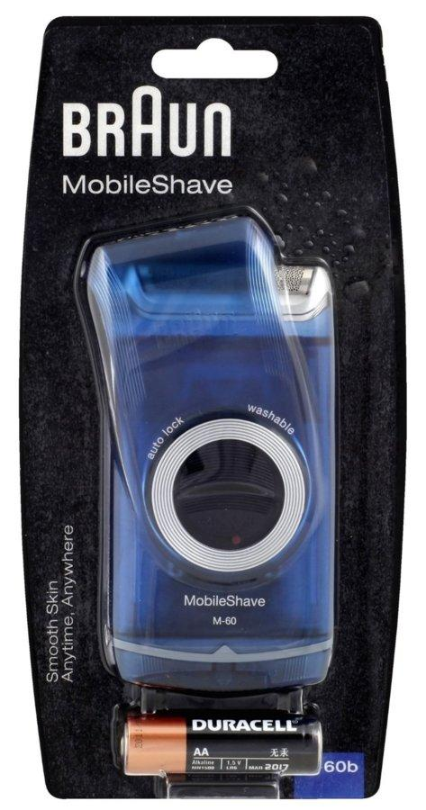 Afeitadora - Braun MobileShave M60b Funcionamiento a pilas, Cabezal Laminado, Ideal para viaje