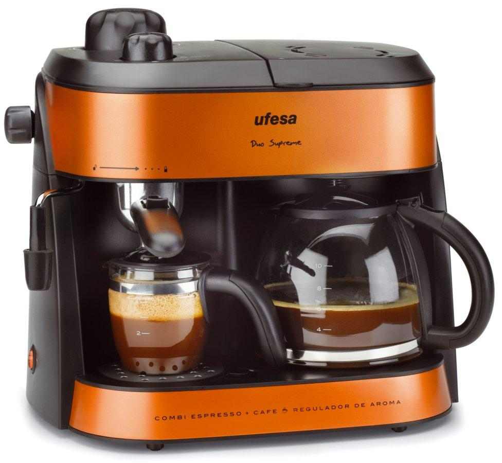 Cafetera express - Ufesa CK7355 DUO Sistema exprés y de goteo 1800W, Regulador AROMA