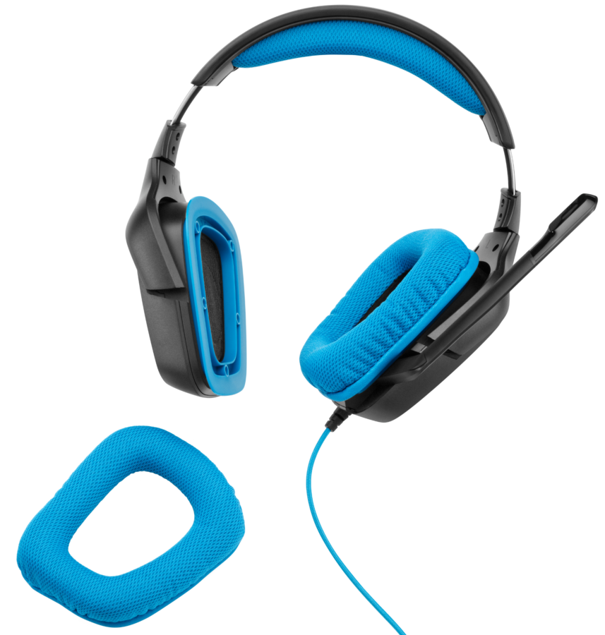 Auriculares gaming - Logitech G430, Sonido Dolby 7.1, Micrófono, Azul